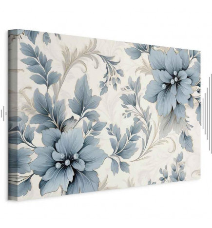 Seinapilt - Turquoise Flowers in Retro Ambience Floristic Ornaments