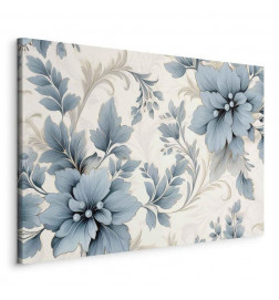 Schilderij - Turquoise Flowers in Retro Ambience Floristic Ornaments