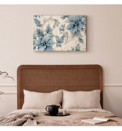 Seinapilt - Turquoise Flowers in Retro Ambience Floristic Ornaments