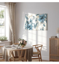 Quadro - Turquoise Flowers in Retro Ambience Floristic Ornaments