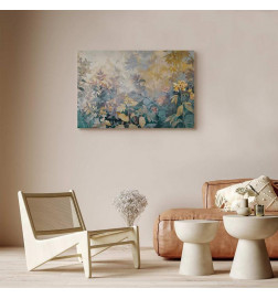 Canvas Print - Tapestry Pattern with a Meadow and Flowers Kilim with a Spring Motif