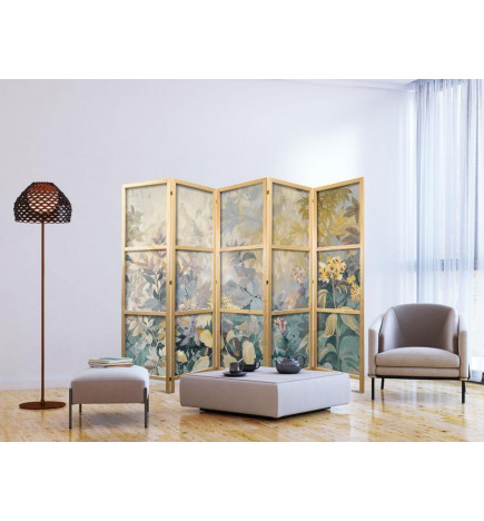 Japans kamerscherm - Tapestry Pattern with Meadow and Flowers - Kilim with a Spring Motif