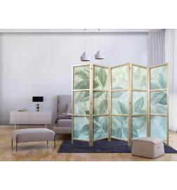 Paravan japonez - Large Leaves in Green-Mint Shades - Botanical Motif