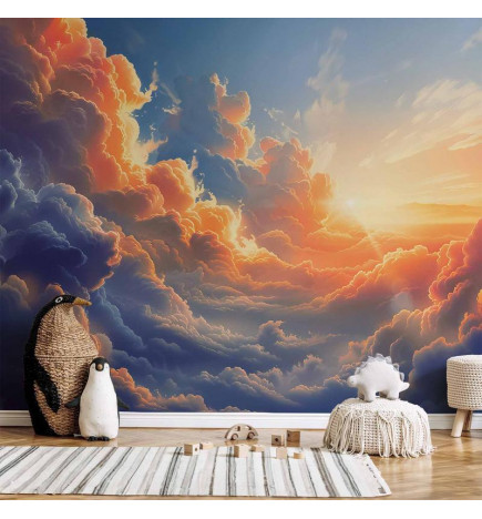 Wall Mural - Sunset Over a Cloudy Sea: A Wonderful Symphony of Colors