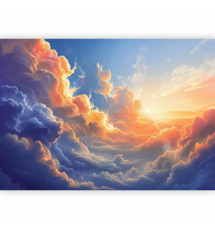 Mural de parede - Sunset Over a Cloudy Sea: A Wonderful Symphony of Colors