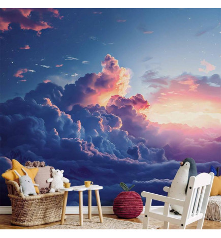 Wall Mural - Night Concert in the Mountains: Clouds Illuminated by the Last Rays of the Sun