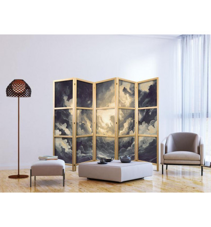 Paravent japonais - Epic Light Play: The Sun Battling for Dominance Over the Clouds