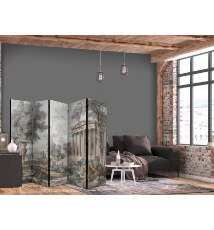 Paravent - Antique Landscape - Greek Temple on a Hill Among Lush Vegetation