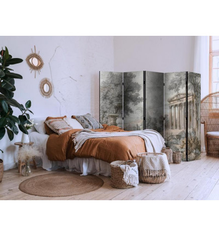 Room Divider - Antique Landscape - Greek Temple on a Hill Among Lush Vegetation