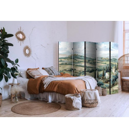 Room Divider - Landscape with Green Fields and Trees - Tuscan Sunny View