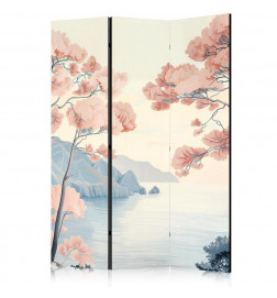 Paravan - Landscape with the Ocean - Cliffs - and Trees in Delicate Pink Shades