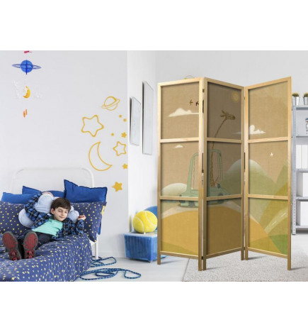 Paravento giapponese - Dreamy Traveler - Giraffe driving a car on a beautiful sunny day