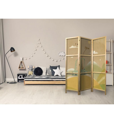 Paravento giapponese - Dreamy Traveler - Giraffe driving a car on a beautiful sunny day