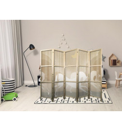 Japanese Room Divider - Moonlit Steeds - Horses galloping among trees on a starry night