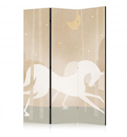 Vouwscherm - Moonlit Steeds - Horses Galloping Among Trees on a Starry Night