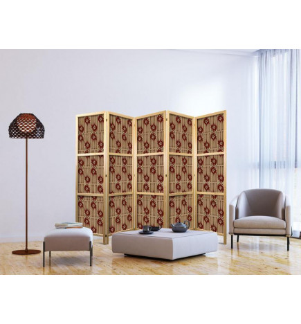 Paravento giapponese - Predatory Streaks - Red Abstract Shapes Inspired by Tribal