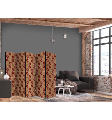 Room Divider - Predatory Features - Red Abstract Shapes Inspired by Tribal