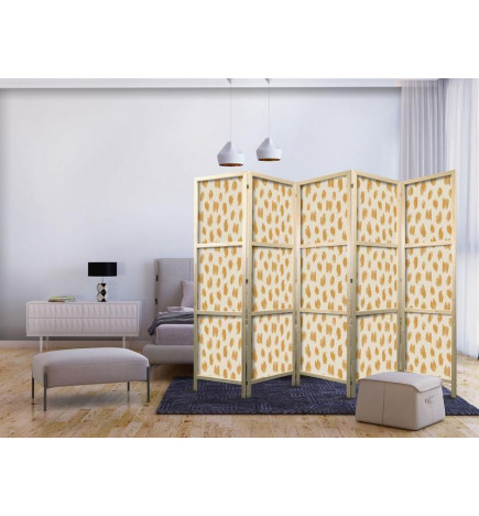 Japans kamerscherm - Drawn Pattern in Dots and Spots - in Shades of Orange and Ecru