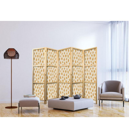 Biombo japonés - Drawn Pattern in Dots and Spots - in Shades of Orange and Ecru