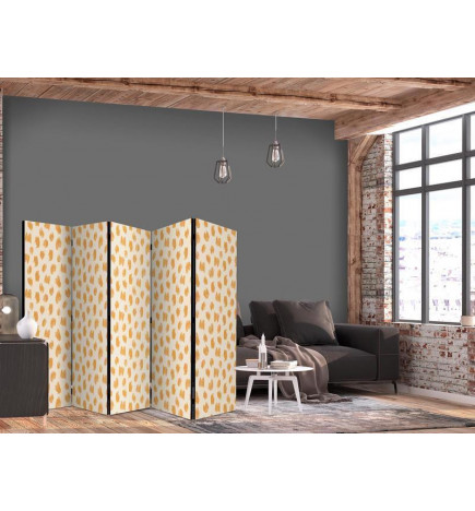 Room Divider - Drawn Pattern in Spots and Dots - in Shades of Orange and Ecru