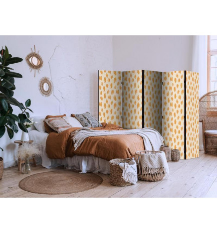 Room Divider - Drawn Pattern in Spots and Dots - in Shades of Orange and Ecru