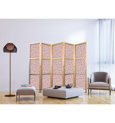 Japanese Room Divider - Giraffe Pattern - Colorful Animal Pattern in Blue-Pink Spots