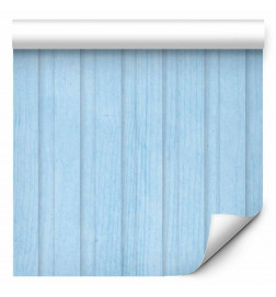 Papel pintado - Blue Panels - Wooden planks in a pastel blue shade