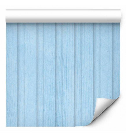 Tapisserie murale - Blue Panels - Wooden planks in a pastel blue shade