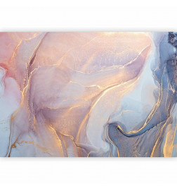 Fotomural - Pink and Blue Marble - Abstract Watercolour With Gold Accent