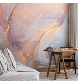 Carta da parati - Pink and Blue Marble - Abstract Watercolour With Gold Accent