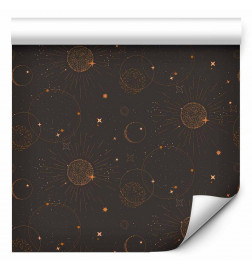 Tapet - Night Sky - Artistic Composition of Suns and Planets on a Black Background
