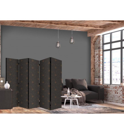 Paravento - Night Sky - Artistic Composition of Suns and Planets on a Black Background