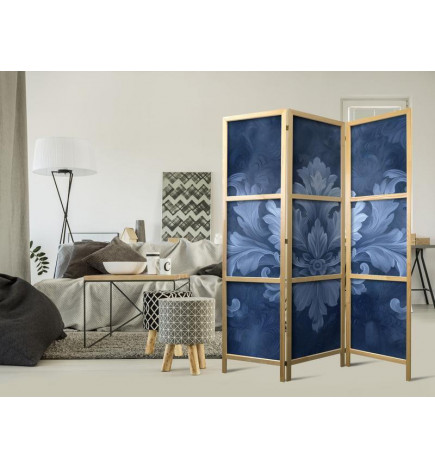 Japanese Room Divider - Ornament in Blue and Cool Colors - Dark Blue Decoration
