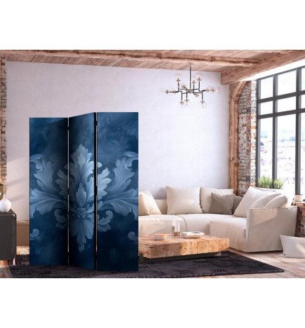 Paravent - Ornament in Blue and Cool Colors Dark Blue Decoration