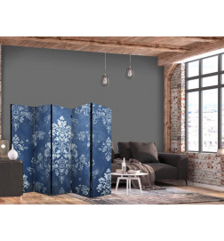 Vouwscherm - Retro Ornament - Decorative Motif in Rubbed Blues