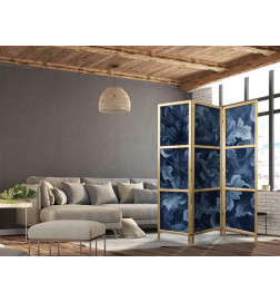 Japanese Room Divider - Abstract Ornaments - Dark Blue Victorian Leaves