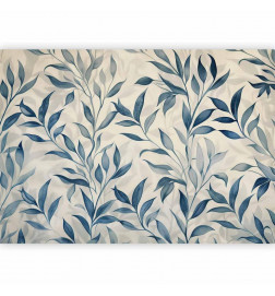 Mural de parede - Leaves in Blue Colors Delicate Botanical Motif