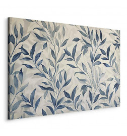 Glezna - Leaves in Blue Color Delicate Botanical Motif