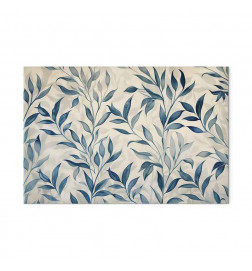 Canvas Print - Leaves in Blue Color Delicate Botanical Motif