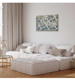 Glezna - Leaves in Blue Color Delicate Botanical Motif