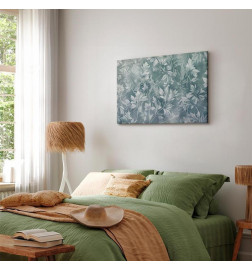 Slika - Ornaments in Worn Muted Turquoises: Delicate Plant Pattern