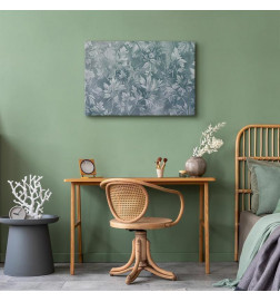 Quadro - Ornaments in Worn Muted Turquoises: Delicate Plant Pattern