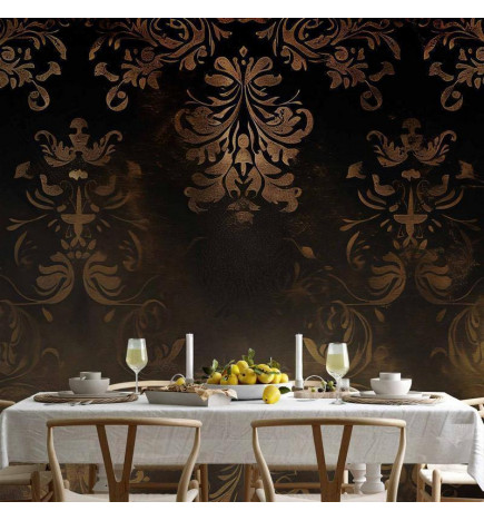Carta da parati - Baroque Ornaments in Patinated Gold and Browns: Retro Motif
