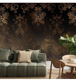 Papier peint - Baroque Ornaments in Patinated Gold and Browns: Retro Motif