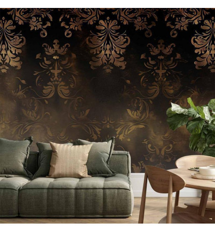 Papier peint - Baroque Ornaments in Patinated Gold and Browns: Retro Motif