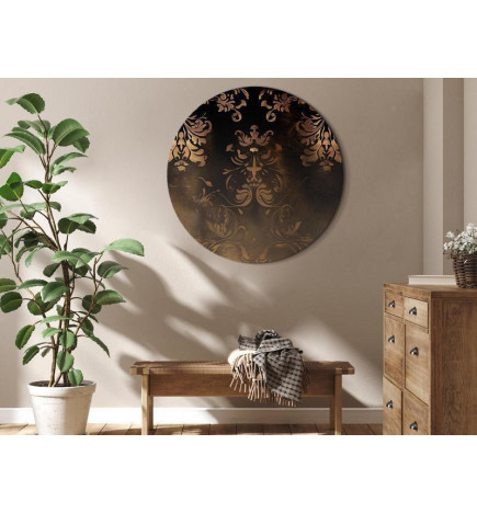 Okrogla slika - Baroque Ornaments in Patinated Gold and Browns: Retro Motif