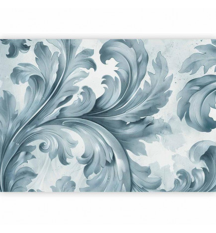 Fototapete - Stone Baroque Ornaments in Light Shades of Gray-Blue