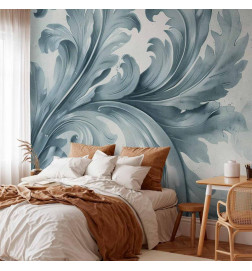 Wall Mural - Stone Baroque Ornaments in Light Shades of Gray-Blue
