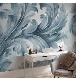 Fototapeet - Stone Baroque Ornaments in Light Shades of Gray-Blue