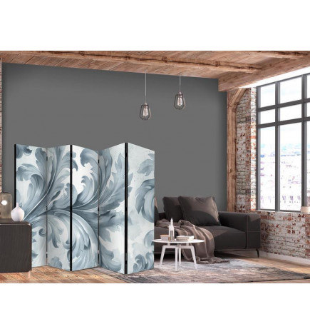 Paravan - Stone Baroque Ornaments in Light Shades of Gray and Blue